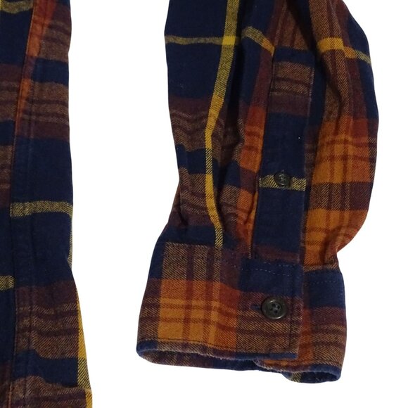 Eddie Bauer Classic Fit Flannel Plaid Button Up Shirt Orange Blue Men Size L - Picture 3 of 11